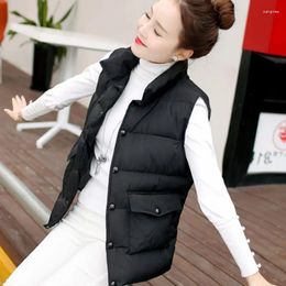 Women's Vests Jacket Vest Winter Down Cotton Black Short Chaleco Mujer