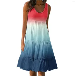 Casual Dresses Fashion Womens Summer Printed Sundress Loose Gradient Beach Skirt Dress Korean Reviews Many Clothes Official Store