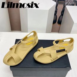 Casual Shoes 2024 Summer EVA Non-Slip Beach Sandals Women Sport Outside Flat Heels Hollow Weave