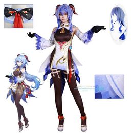 Anime Costumes Ganyu Game Cosplay Genshinimpact Ganyu Cosplay Come for Carnival Women Sexy Suits Party Come Wig Shoes Full Set Y240422