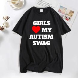 T-shirts Girls Heart My Autism Swag Tshirt Men Funny Letter Print Men's Tshirts Casual Cotton Short Sleeve T Shirts Male Clothes Tops