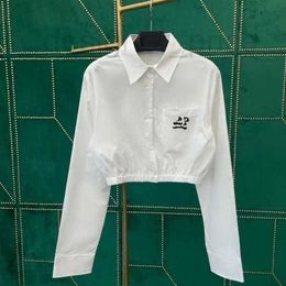 Women's Blouses & Shirts Designer T-shirt made of pure cotton sweat wicking breathable fashionable and versatile showing white temperament slim fit pure white collar