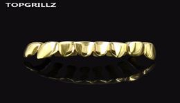 TOPGRILLZ Hip Hop Grillz GOLD Color PLATED DRIP STYLE Teeth GRILL Shaped Bottom Tooth Grills Body Jewelry6892780