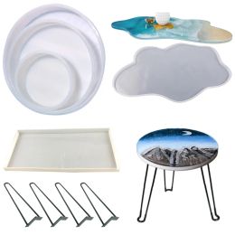 Equipments Round Rectangle Table Silicone Mould with Table Legs DIY Irregular Shaped Making Form Resin Casting Jewellery Home Furniture Decor