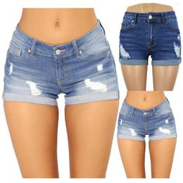Pantaloni femminili strappati pantaloncini di jeans con polsini e jeans a bassa vita estate per abiti da donna 2024 donna