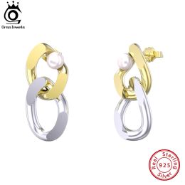 Earrings ORSA JEWELS 14K Gold 925 Sterling Silver Infinity Pearl Earrings Pearl for Women Anniversary Love Symbol Earrings Jewellery GPE55