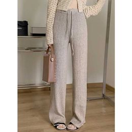 Women's Pants Capris Womens pants 2022 autumn/winter casual style high waisted loose knit brushed wide leg Trousers solid color pleated pants Y240422