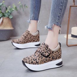 Fitness Shoes Hidden Wedge Sneakers Platform Leopard Sneaker For Woman Walking 2024 Chunky Sports