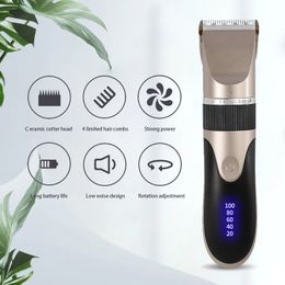 Professional Hair Clipper Mens Barber Beard Trimmer Rechargeable Ceramic Blade Hair Cutting Machine Adult Kid Haircut Low Noise 240408