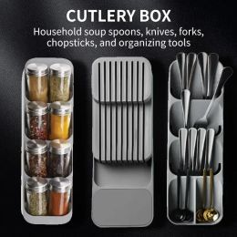 Storage Kitchen Drawer Cutlery Storage Tray Knife Holder Spoon Forks Tableware Organiser Container For Spice Bottles Knives Block Rack