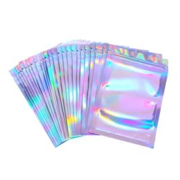 Bags 100pcs Translucent Zip Lock Bags Holographic Storage Bag Xmas Gift Packaging Socks Sexy Lingerie Glove Cosmetics