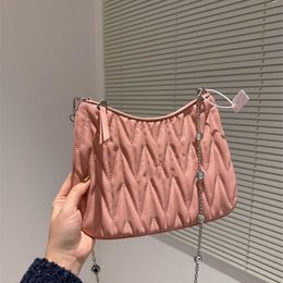 Tote bag high definition Autumn/Winter Chain Pleated Mini Portable Rhinestone Underarm Moon Package One Oblique Span Female