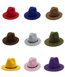 Wide Brim Hats Panama Women Felt Jazz Hat Outback Men Cowboy Wool Fedora Winter Trilby Cap Trend Gambler Whole8288363