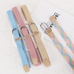 Belts 2024 Women's Belt Non Perforated Versatile Jeans Elastic Needle Buckle Student Lazy Cloth Canvas Woven