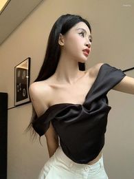 Women's Blouses Shpmishal French Fashion One Shoulder Shirt Summer Short Sleeved Retro Sexy Off Top Female Clothing