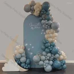 Party Decoration 145pcs Slate Blue Sand White Grey Balloons Garland Arch Gender Reveal Baby Shower Birthday Baptism Ramadan Wedding Decor