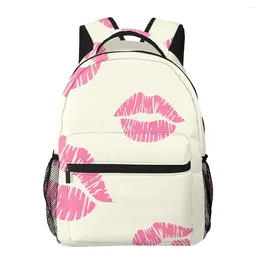 Backpack Aesthetic Teenager Girls School Book Bag Large Capacity Travel Valentine Day Lips