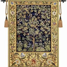 William morris blue tree of life 140*107cm antique textile decorative Belgiu wall hanging tapestry for home decorative tapestry 240409
