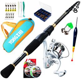 Accessories Sougayilang 1.8m Telescopic Fishing Rod Set Ultralight Weight Rod Spinning Reel with Line Lure Hook Accessories Bag Full Kits