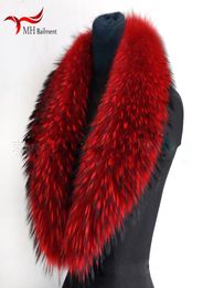 Real Raccoon Fur Scarves Woman 100 Pure Natural Raccoon Fur Collar Warm Winter Scarves Red Fox Fur Collar M8 2010185808290