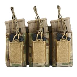 Bags Tactical Triplet Bullet Clip Bag For M4 M16 AK Molle Backpack Airsoft Military Gear Triple Mag Pouch OpenTop Rifle Mag Pouch