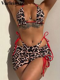 Women's Swimwear XS - L Two-Side Wearable Reversible Bikini Women Female Swimsuit Three-pieces Set Bather Bathing Suit Swim V4911