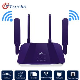 Routers TIANJIE 3g 4g Wifi Router Wireless Modem Wifi 300Mbps Lte WiFi Access Point Cpe Hotspot Outdoor With A Sim Card Slot