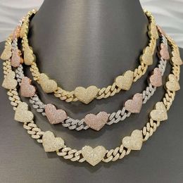Hip Hop Jewellery Iced Out Choker Necklace Custom 4 Leaf Clover / Heart Charm Moissanite Diamond Cuban Link Chains for Girl Women