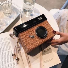 Bag Hand-woven Camera Straw Simple Woven Shoulder Ladies Sac Paille Casual Summer Beach Wallet Small