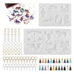 &equipments 12 Constellations Silicone Casting Resin Molds Accessories Tassel Jewelry Toos For DIY Horoscopes Resin Uv Pendants Keychains