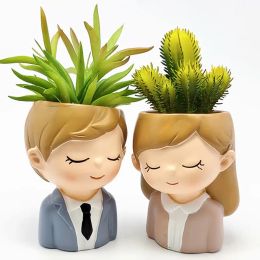 Ceramics Couple flowerpot plant silicone mold diy making resin, concrete vase mini bonsai cactus mold home wedding decoration tool