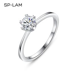 Rings Moissanite Engagement Ring Women Classic 0.5ct 14K White Gold Plated Certified Round Brilliant Lab Diamonds Wedding Rings