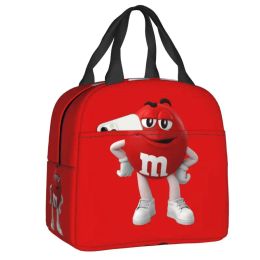 Bags Mm Chocolate Candy Character Face Insulated Lunch Tote Bag for Women Funny Resuable Thermal Cooler Bento Box Kid School Children