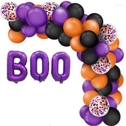 Party Decoration Black Orange Purple Halloween Balloons Arch Garland Kit Boo Latex Confetti Foil For Birthday