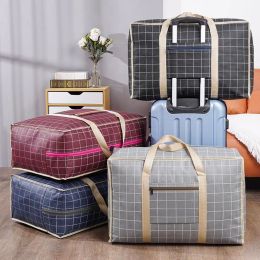 Bags Plaid Storage Bag Foldable Large Capacity Luggage Moving Tote Zipper Closet Organizer Waterproof Quilt Traveling Packing Pack