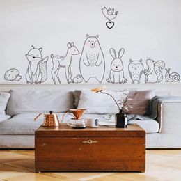 Wall Stickers Cartoon Animal Sticker Shy Bear Baby Kids Room Creative Nursery Decals Adhesive Home Decor Wallpaper