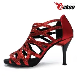 Dance Shoes Evkoodance Design Professional Leather Sole Salsa Ballroom 8.5cm Heel Latin Dancing For Women 5 Colours Evkoo-381