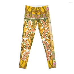 Active Pants Art Nouveau ALPHONSE MUCHA Floral Pattern Leggings Push Up Legging