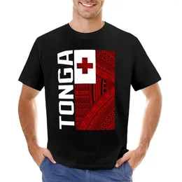 Men's Polos Tonga Flag T-Shirt Short Sleeve Tee Vintage Mens Cotton T Shirts