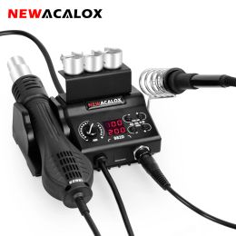 Control Newacalox 882d Hot Air Gun Soldering Iron 2in1 Soldering Station Smd Rework Station Smart Temperature Control Sleep Function