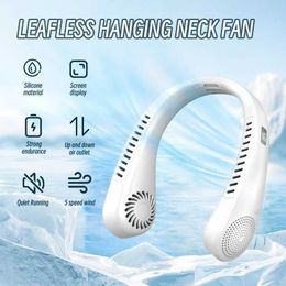 Portable Air Coolers Hanging Neck Fan Portable Air Conditioner USB 2000mah Rechargeable Air Cooler 3 Speed Outdoor Electric Fan with Power screen Y240422