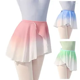 Skirts Womens Color Changing Swing Ballet Skirt Adjusted Waist Tie Dance Gymnastic Pleated Over Scarf Wrap Tutus