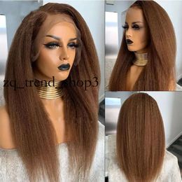 Mongolian Hair Black Kinky Straight Wigs for Black Women Glueless Human Hair Wig Yaki HD Transparent Glueless Full Lace Front Wig Pre Plucked 13