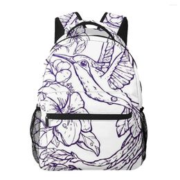 Backpack Casual Simple Women For Teenage Travel Shoulder Bag Drawing Bird