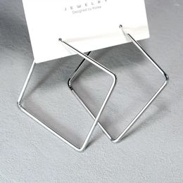 Hoop Earrings Trendy Exaggerated Big For Women Silver Color Square Geometric Hanging Statement Cool Jewerly Gifts