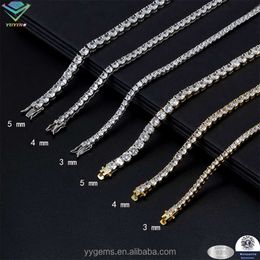 Wholesale Vvs Diamond Tennis Chain Hip Hop Gra d Moissanite Necklace Bracelet Fine Jewelry 925 Silver Chain for Men Women