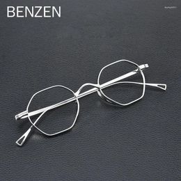 Sunglasses Frames BENZEN Pure Titanium Prescription Myopia Glasses Frame Men Retro Round Optical Eyeglasses Women Vintage Eyewear 5892