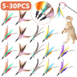 Toys 530 Pcs/Lot Random Colourful Cat Toys Feather Replacement Head Interactive Play Training Feather Refill Cat Wand Pet Products