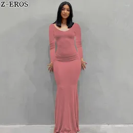 Casual Dresses Z-EROS Slim Fit U-Neck Waist Cinched Long Sleeved Dress For Sexy And Spicy Girls Slimming Buttock Wrapped Party Floor