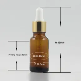 Storage Bottles Luxury Cosmetic Container 20ml Amber Dropper With Gold Collar Glass Packaging